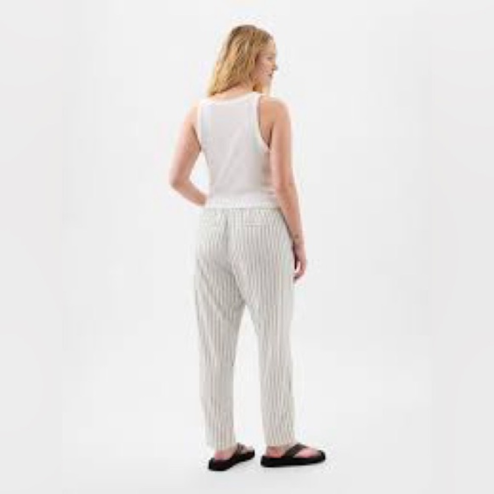 GAP White and Gray Striped Wide Leg Pants
